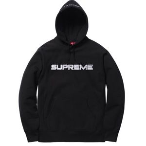 SOLD Supreme New York Sequin Logo Hoodie, Black, M