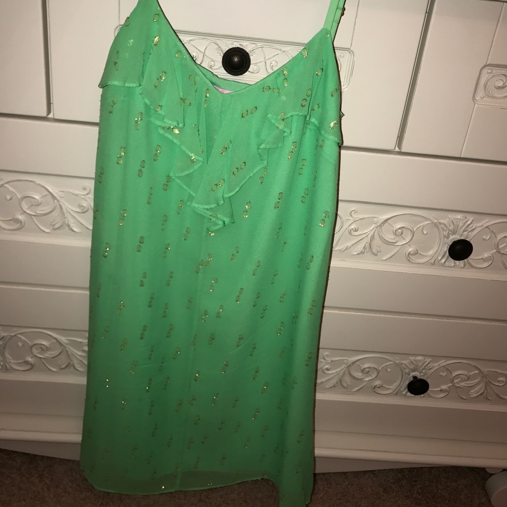 EUC Lily Pulitzer Green and Gold Dress