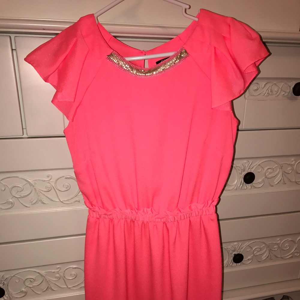 EUC Gianni Bini Coral and Gold Dress