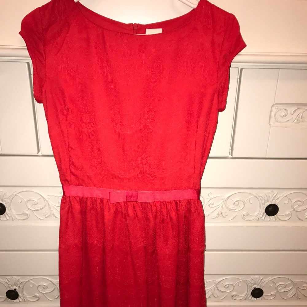 EUC Shabby Apple Bright Red Lace Dress