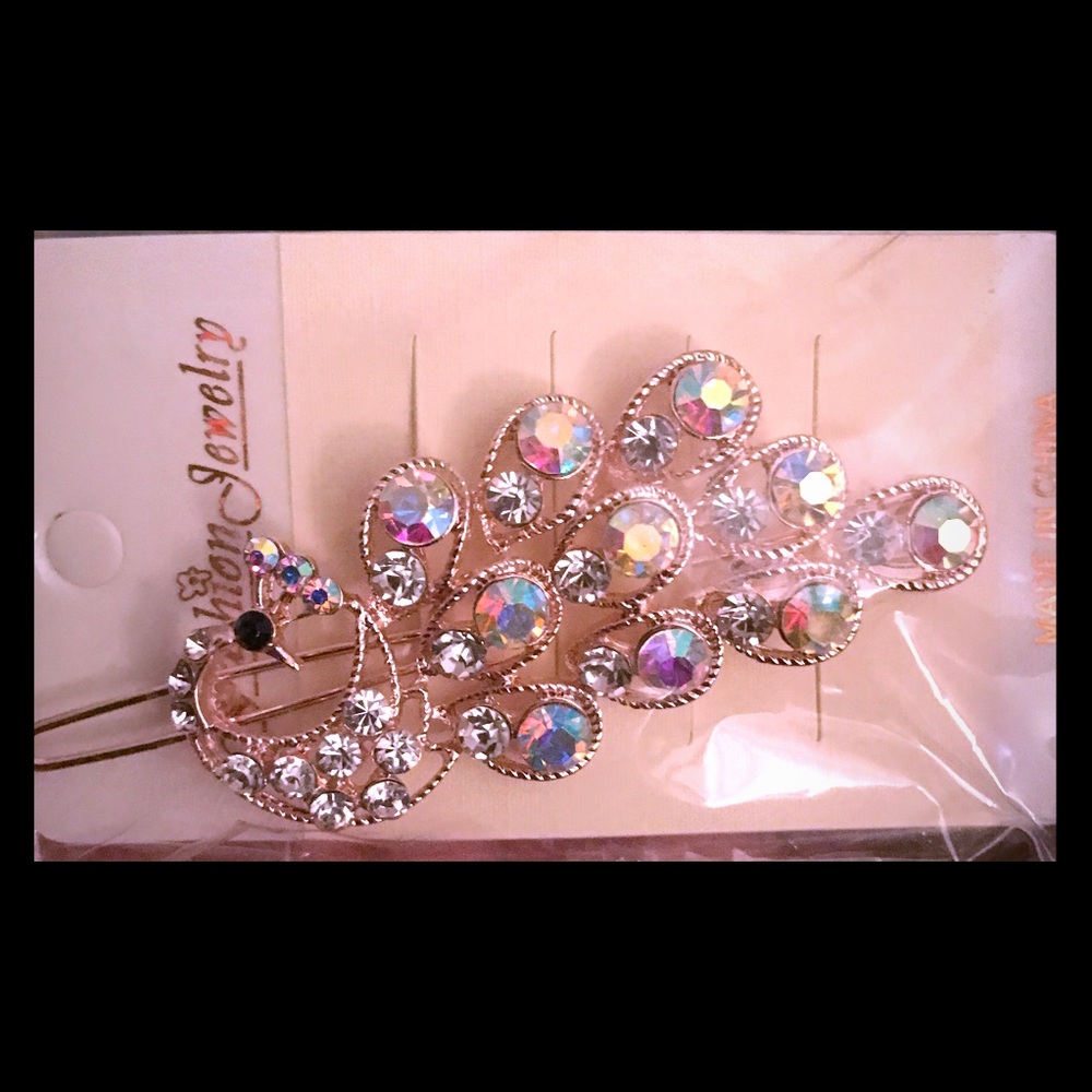 multi color peacock hairpin
