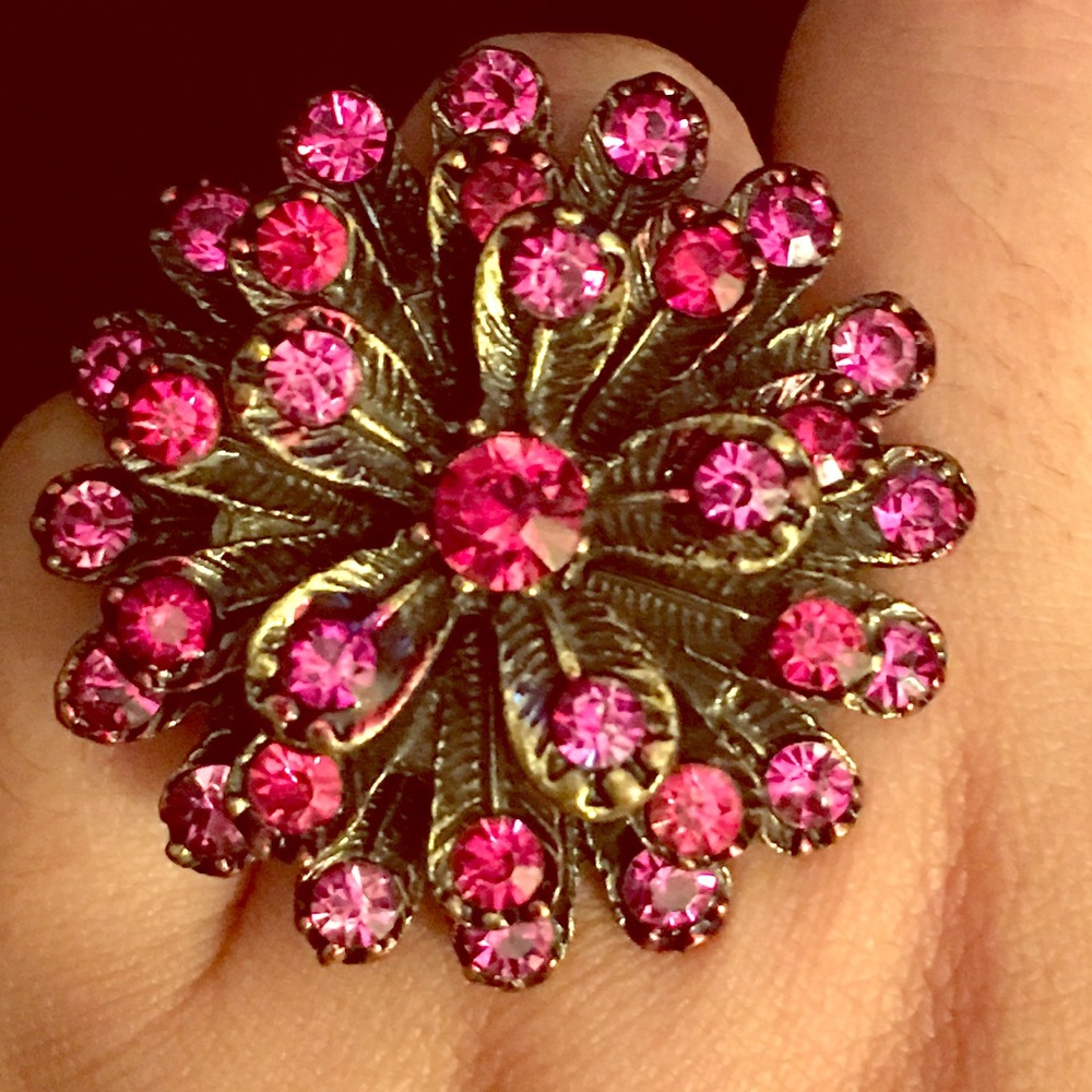 bronze pink flower ring