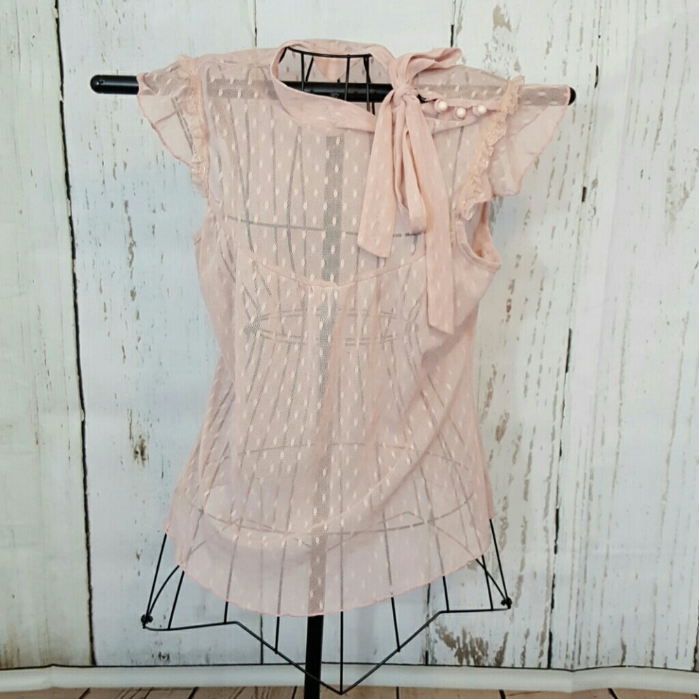 Sheer Pink Lace Top, Size M