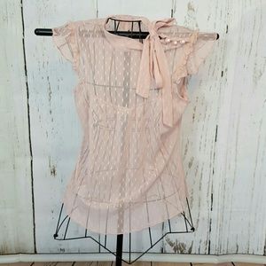 Sheer Pink Lace Top, Size M