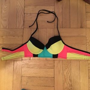 Multi color bustier halter Bikini top