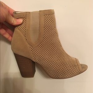 Peep Toe Beige Booties, size 6.5, worn twice