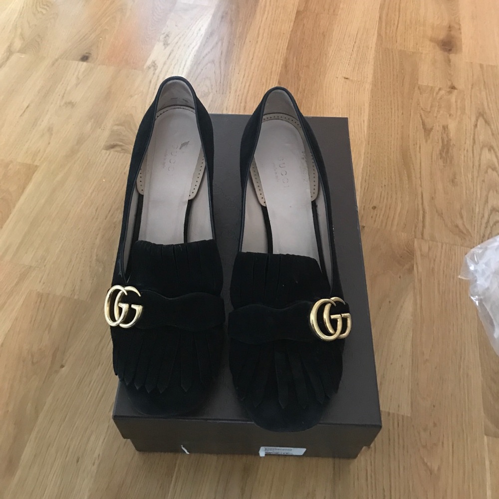 Gucci Marmont GG suede heels
