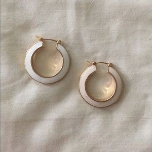 J.Crew White + Gold Enamel Earrings