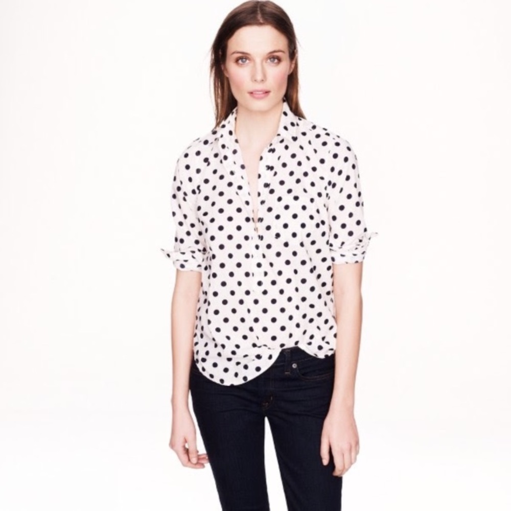 🌷CLEARANCE J. Crew Polka-dot Popover
