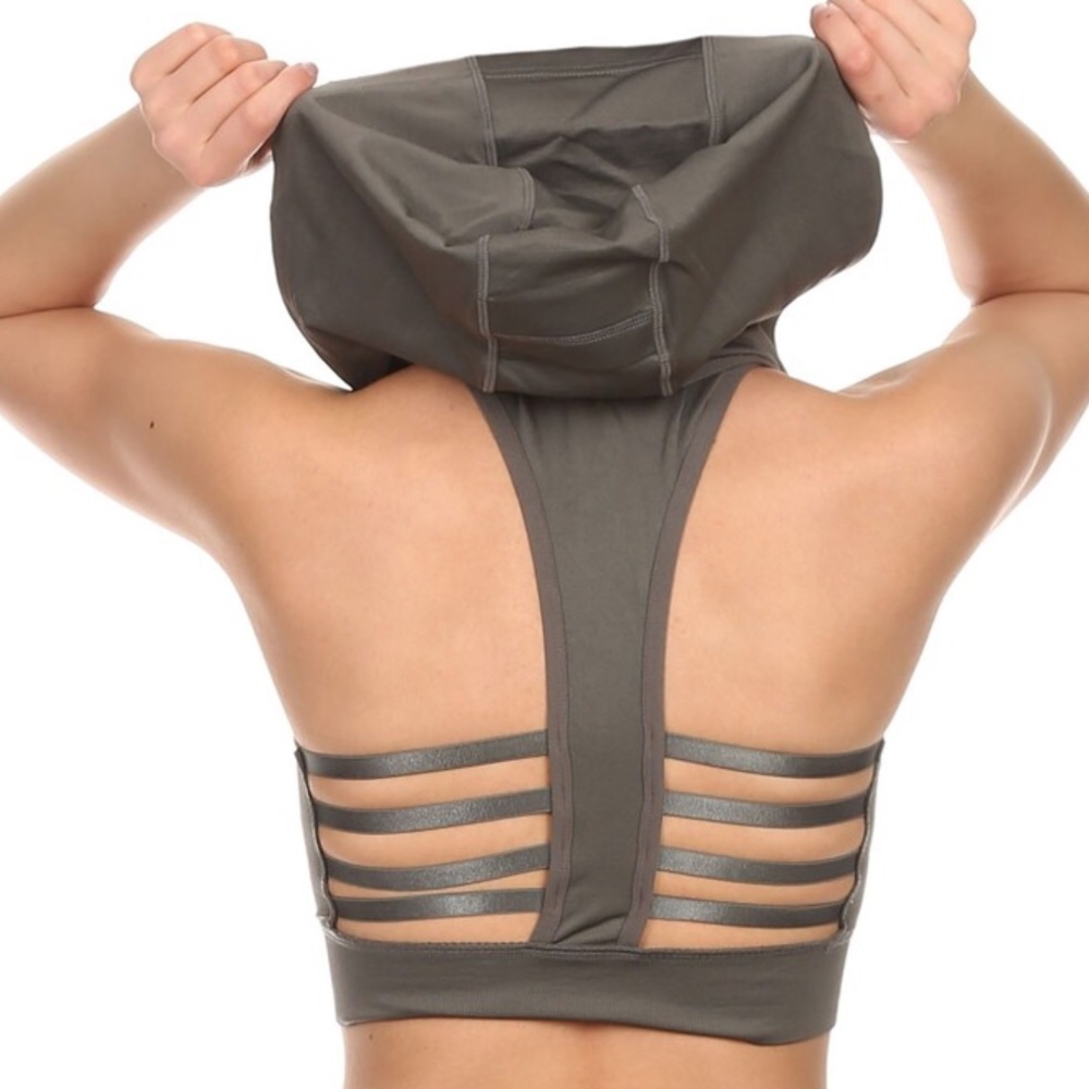 💋Crop Top/Bra w/Detachable Hood💋