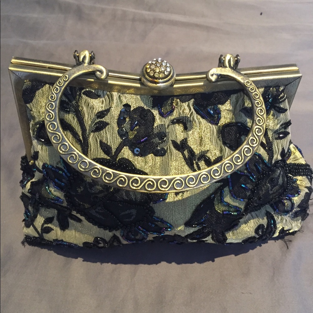 Black and gold evening purse