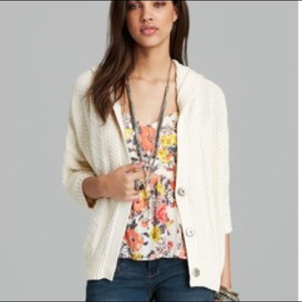 Free People Cream Oversized Cardigan