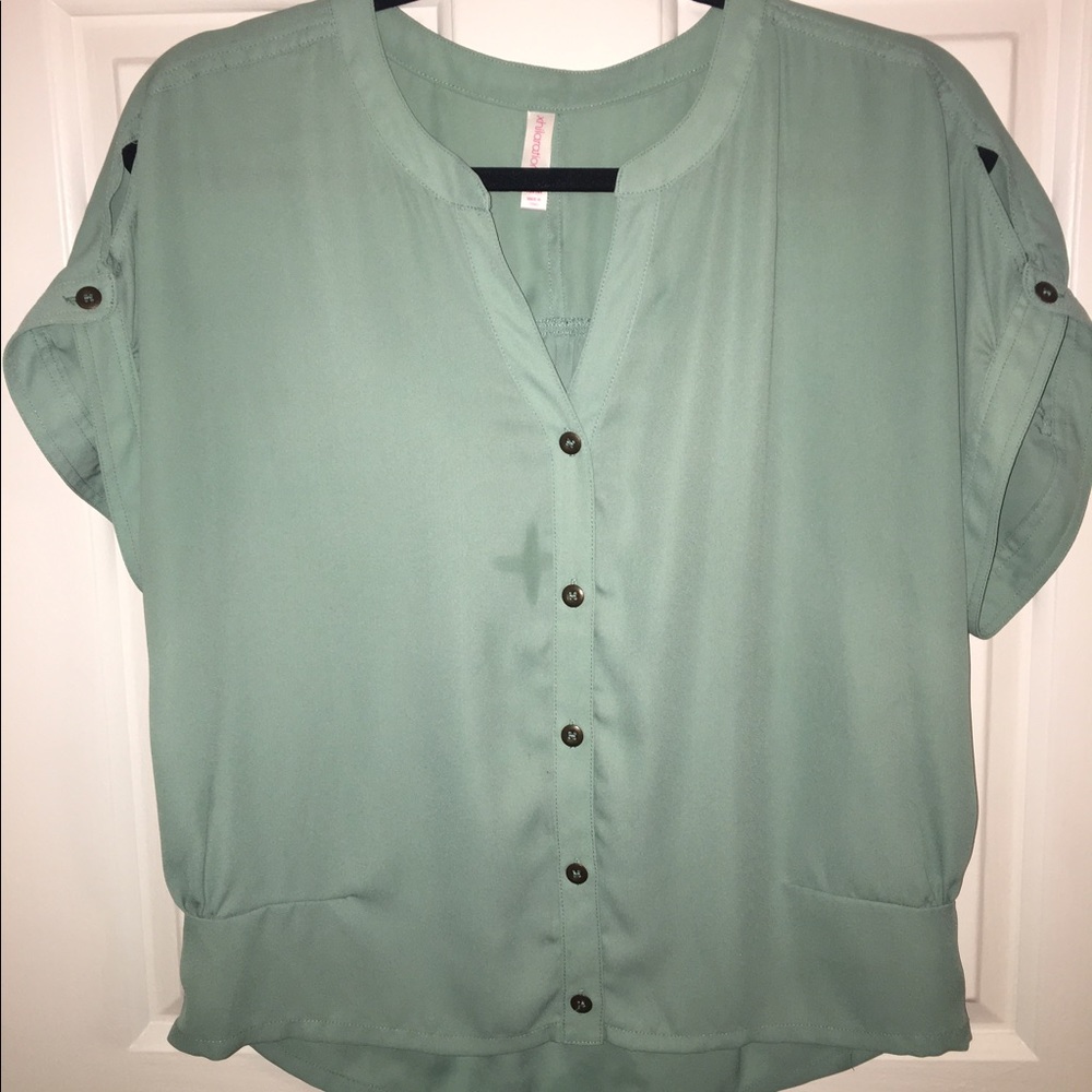 Mint Green Tunic with brass buttons