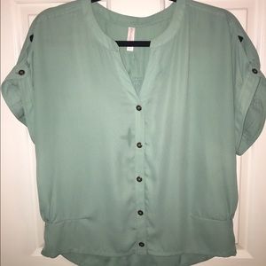 Mint Green Tunic with brass buttons