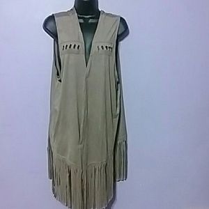 BONGO PLUS SUEDE SLEEVELESS CARDIGAN VEST