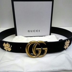 Gucci 90 cm (32-36in) Clover Black Suede