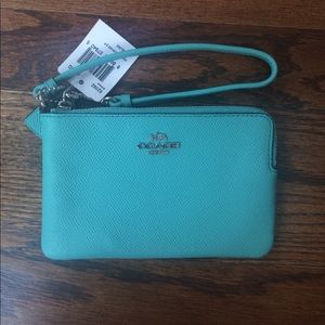 COACH Embossed Small Corner Zip Wristlet leather
