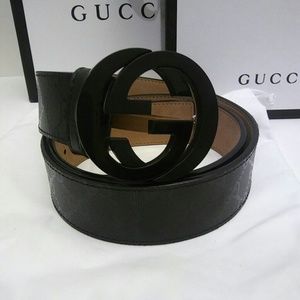 New Gucci Black Signature Impreme Belt
