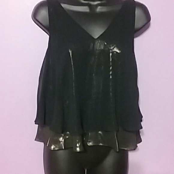 METAPHOR WINTER ROMANCE BLACK &  GOLD SEXY TOP - Picture 1 of 3
