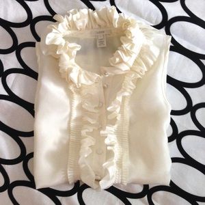 J Crew Sleeveless Silk Ruffle Top