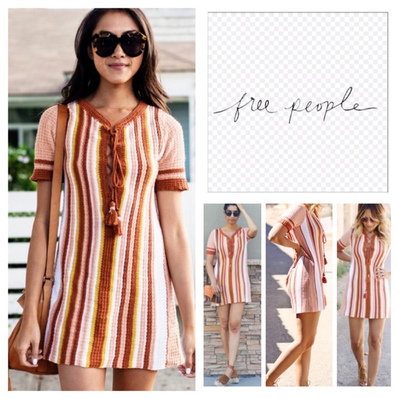 Free People Dresses & Skirts - Free People Lollipop Knit Shift Mini Dress.  NWT.