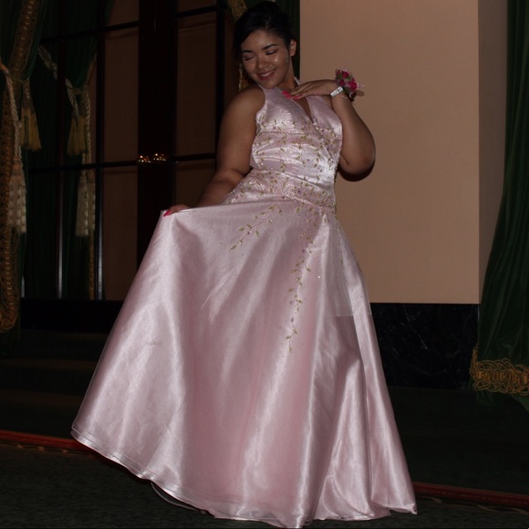 Mon Cherie Pink Prom Dress- Size 14 - Picture 3 of 4