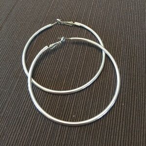 Silver hoop earring