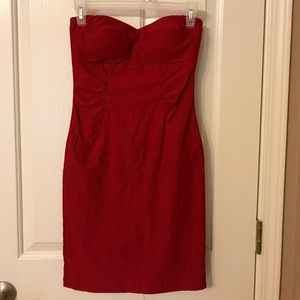 Strapless red dress