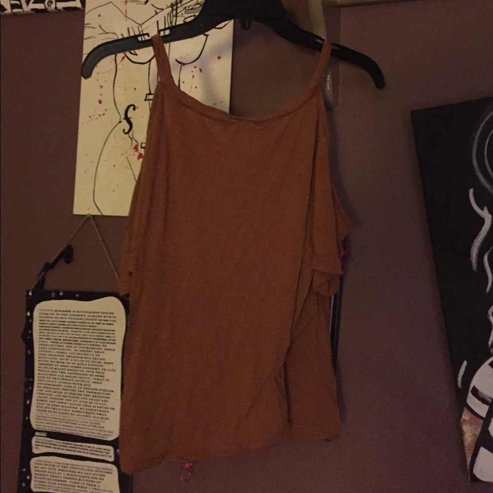 Brown shoulder cut out fancy top