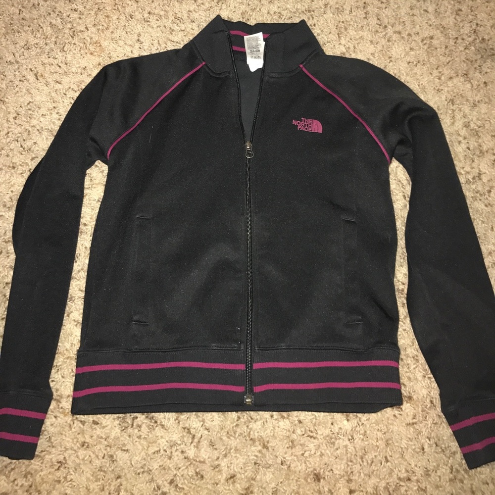Kids large north face black and pink jacket