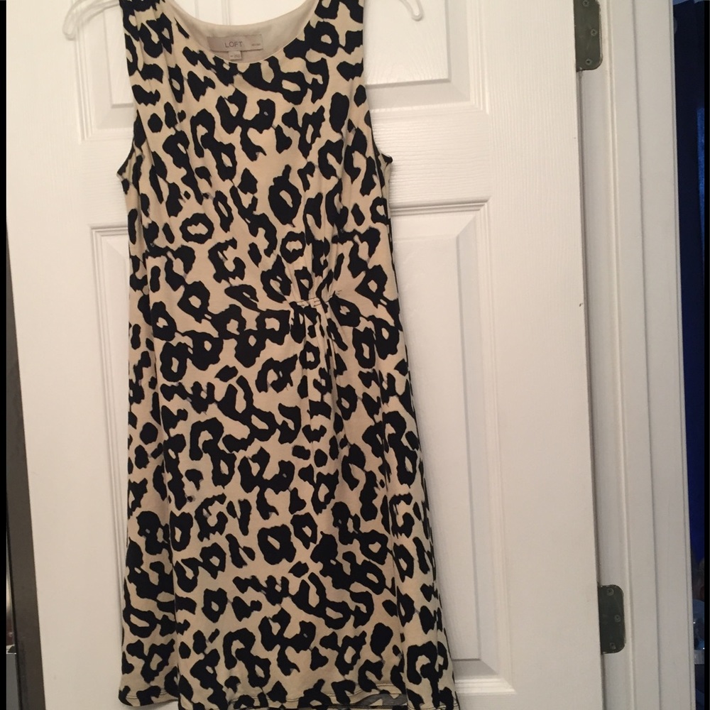 Womens Loft Cheetah print black brown dress Medium - Picture 1 of 2
