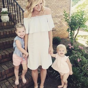 Blue off the shoulder dress