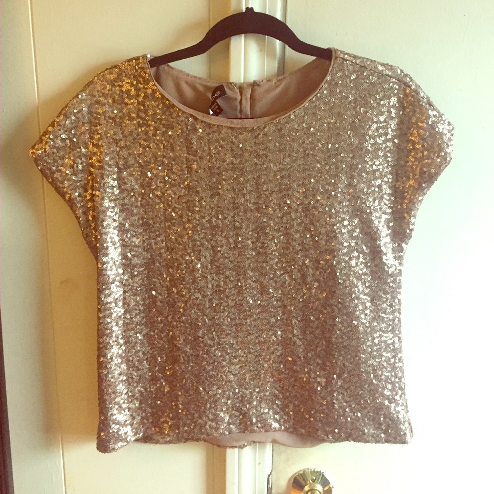 BEBE Gold Sequin Top