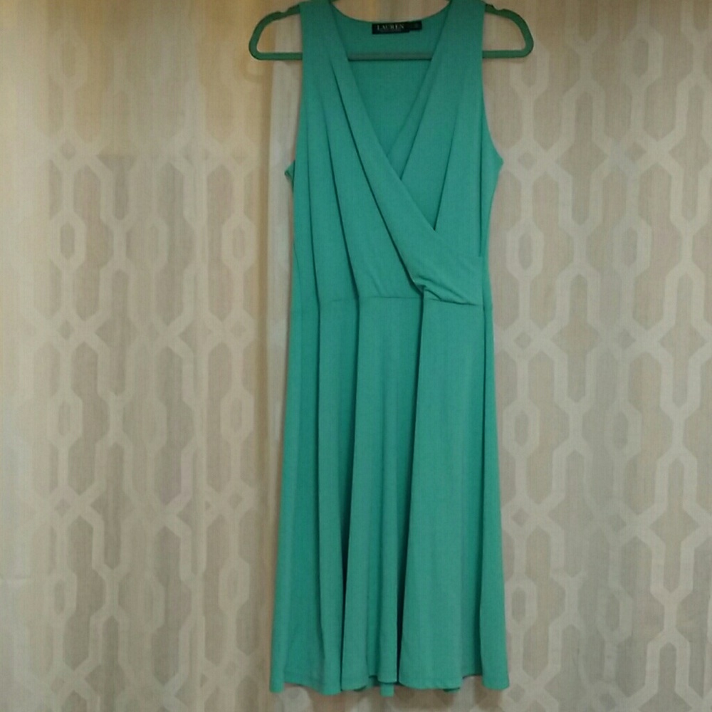Ralph Lauren blue green wrap top sleeveless dress