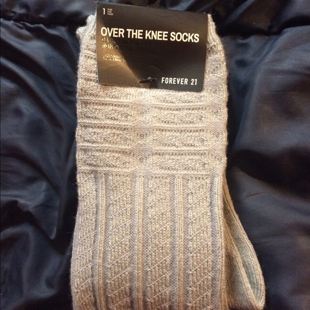 Gray over the knee socks
