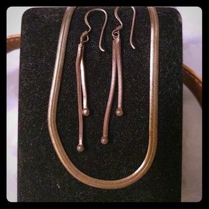 Silver necklace and earring set