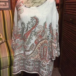 Cato coral/grey paisley blouse. Size 18/20W Cato coral/grey paisley blouse. Size 18/20W