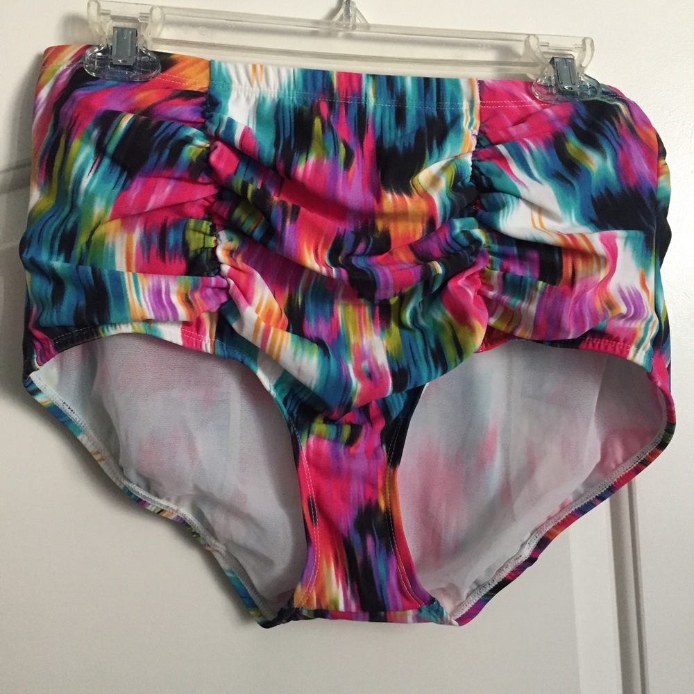 Torrid Multi-Colored Ruched High Waist Swim Bottom