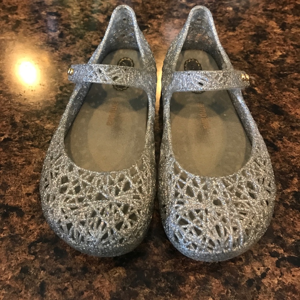 Mini Melissa silver glitter shoes