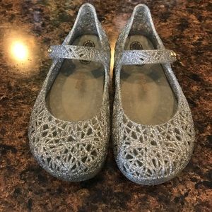 Mini Melissa silver glitter shoes