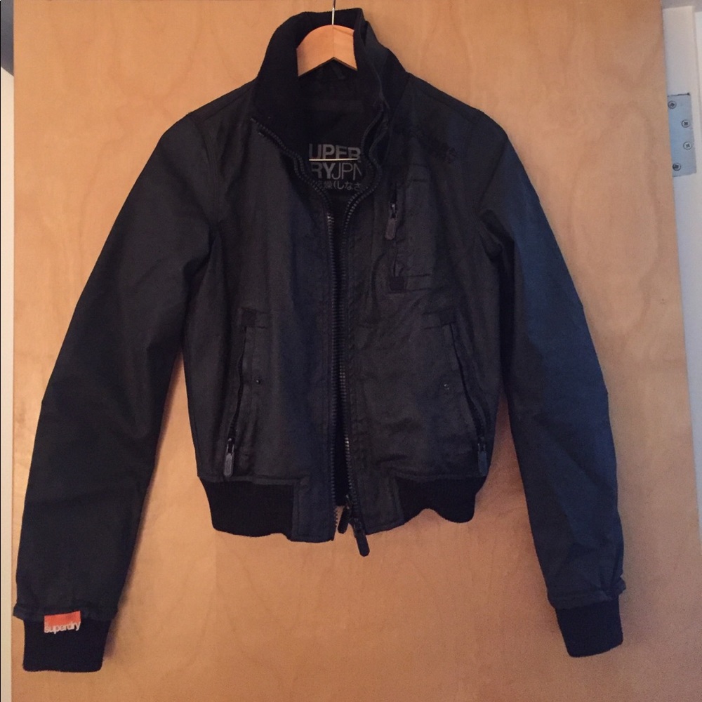 Superdry black bomber jacket M (small medium)