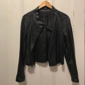 Theory Navy Moto Leather Jacket