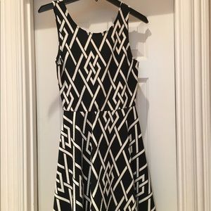 Fit and flair black and white dress