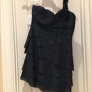 Navy one shoulder dress