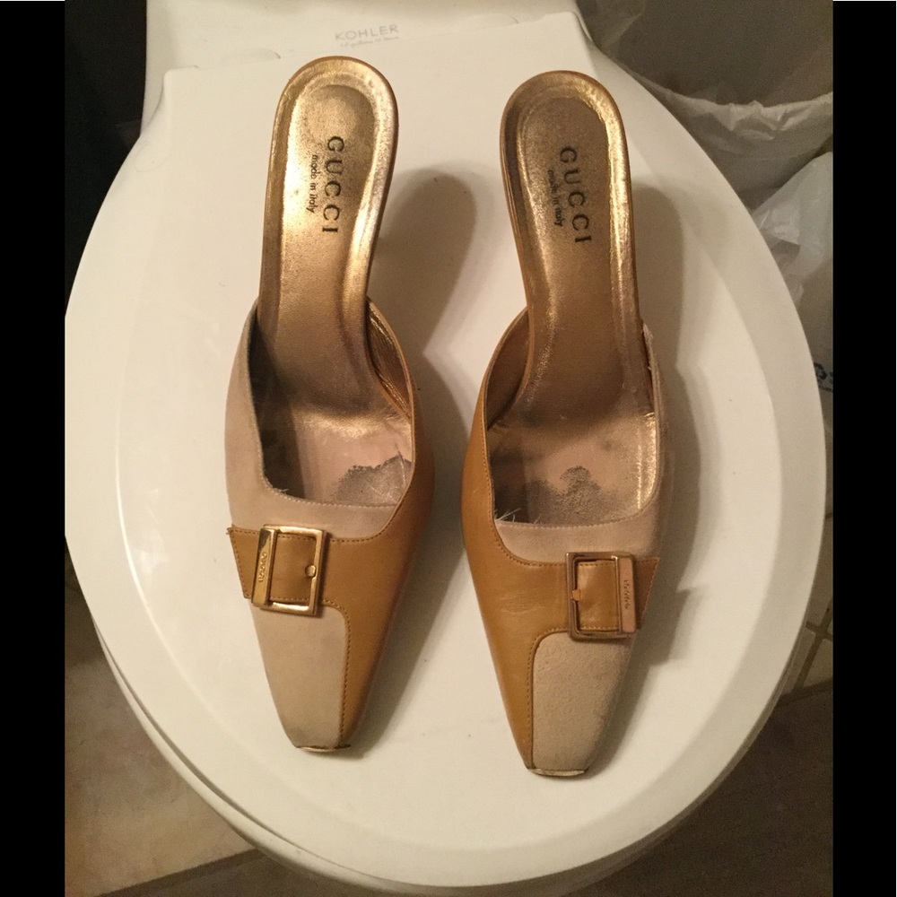 Gucci kitten heel slides / mules