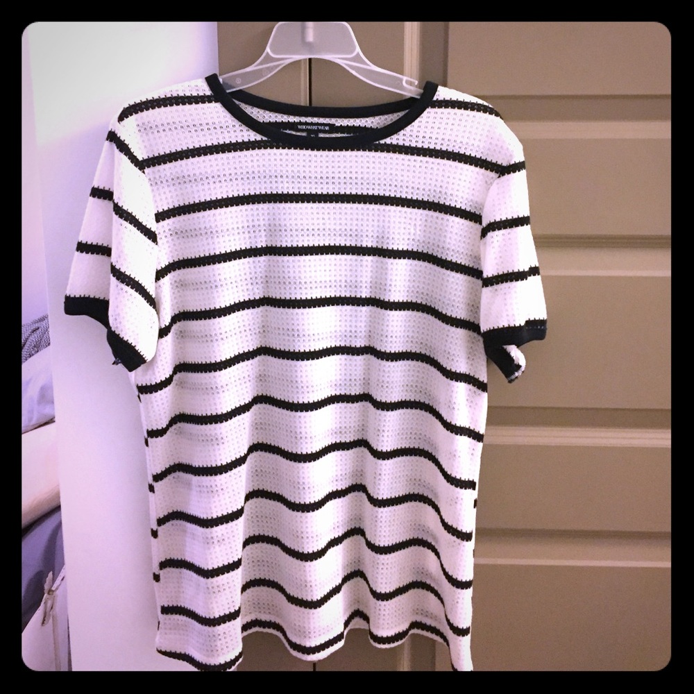 Who What Where XL black and white tee