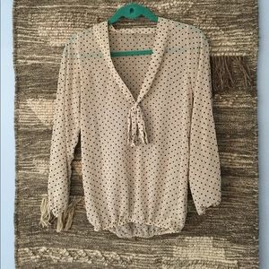 Black & cream polka dot blouse