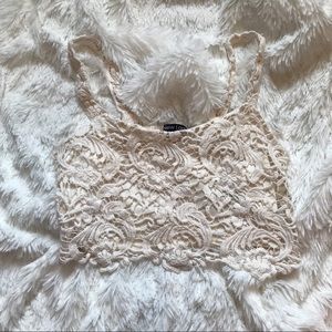 Lace Cream Tank Crop Top