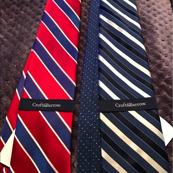 Bundle of 2 Croft & Barrow Neck Ties Dress Neckties Diagonal Stripes NWT - Picture 2 of 2