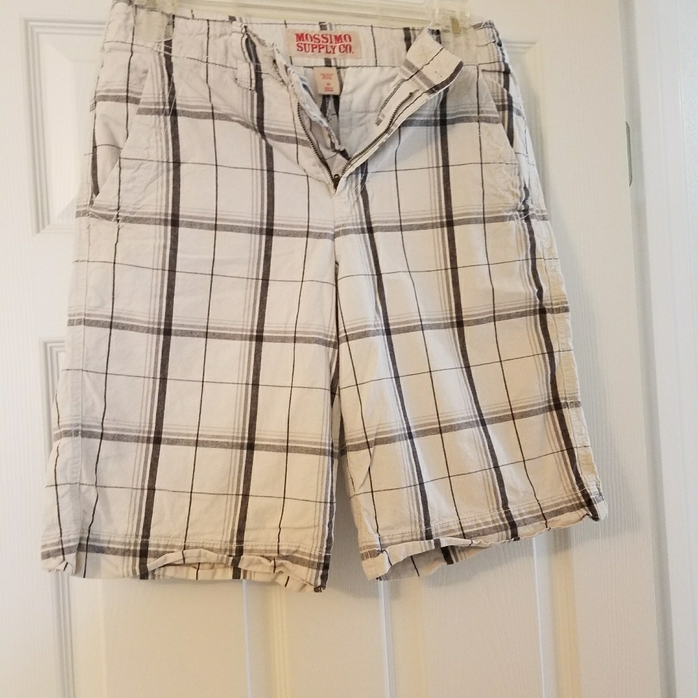 Gray plaid chino shorts